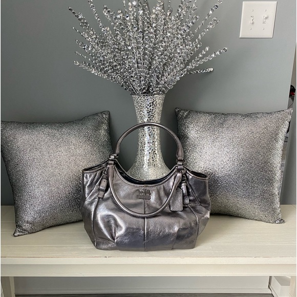 Coach Handbags - COACH DARK SILVER METALLIC BAG